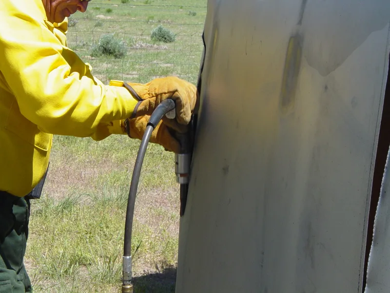 Air chisel finishing a roof cut, vehicle on its side picture