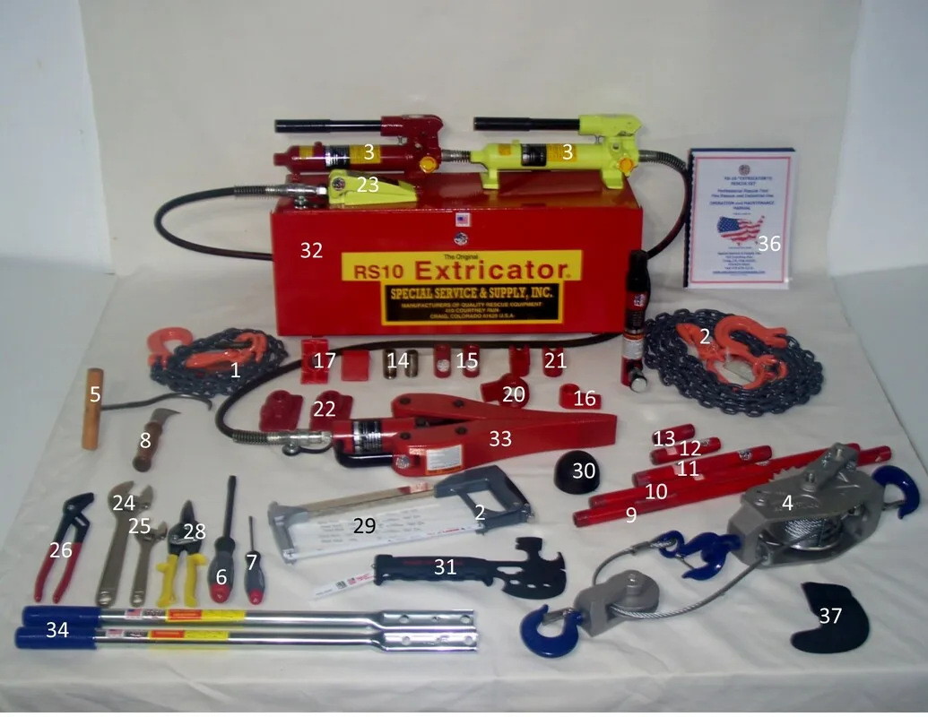 RS-10 Extricator Set, numbered components  picture